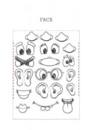 English Worksheet: Face - cut and glue