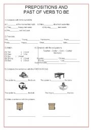 English Worksheet: Prepositions and Verb To Be