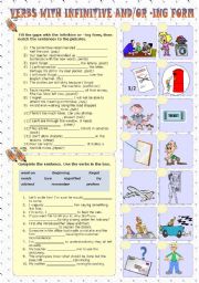 English Worksheet: Verbs with infinitive and/or ing form (Part 2)