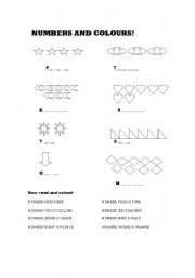 English worksheet: numbers and colours!!!