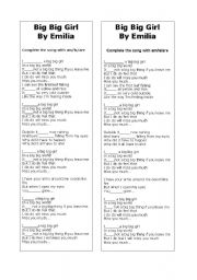 English worksheet: Big Big Girl 