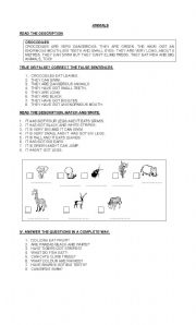 English Worksheet: Animals