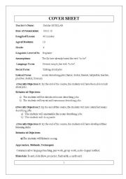 English Worksheet: lesson plan