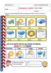 English Worksheet: weather dialogues