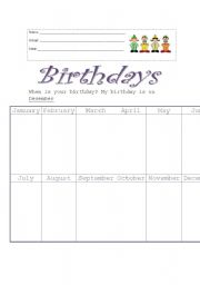 English Worksheet: Birthdays