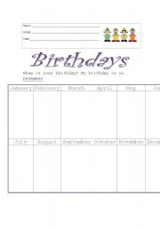 English worksheet: Birthdays