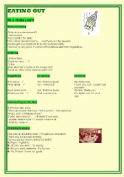 English Worksheet: EATING OUT (food and restaurants)