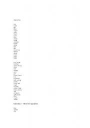 English Worksheet: opposites