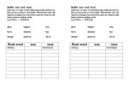 English Worksheet: ous and ious endings