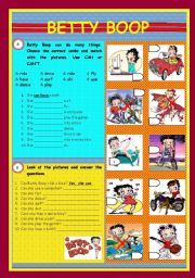 English Worksheet: MODALS: CAN - ABILITY - BETTY BOOP