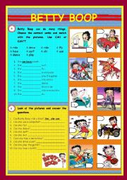 English Worksheet: MODALS: CAN - ABILITY - BETTY BOOP