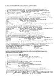 English Worksheet: Present Perfect or Present Perfect Continuous Tense