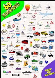 English Worksheet: 60 TRANSPORT PICTIONARY