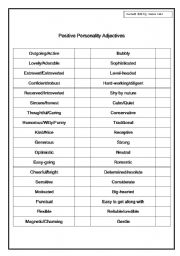 English Worksheet: Adjectives: personality