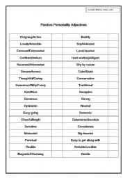 English Worksheet: Adjectives: personality