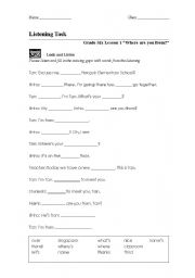 English worksheet: Lesson 1 Where are you from??Look and listen