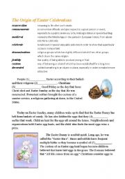 The Origin of Easter Celebrations (vocabulary) (gap filling exercise)