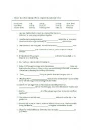 English worksheet: Fill in the blank activity using 15 common phrasal verbs