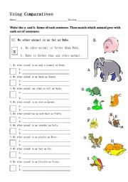 English Worksheet: Comprehending Comparatives