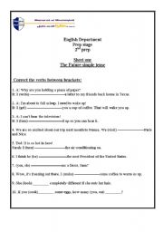 English Worksheet: Exercise on future tense