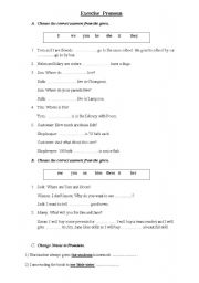 English worksheet: pronoun