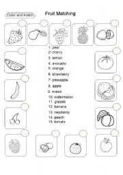 English Worksheet: Fruit Matching