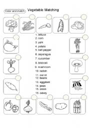 English Worksheet: Vegetable Matching