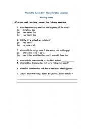 English worksheet: The Little Match Girl