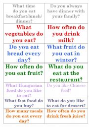 English Worksheet: Food question cards