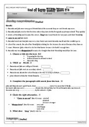 English Worksheet: endterm test 3 for 8th