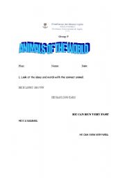 English worksheet: animals