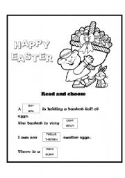 English Worksheet: An easter card with a little exercise