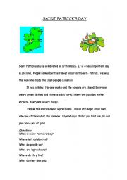 English worksheet: Saint Ptricks Day