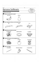 English worksheet: banana sailboat (cooking)