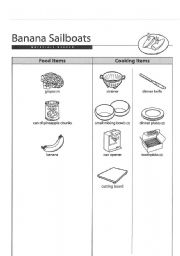 English worksheet: banana sailboat (cooking)-