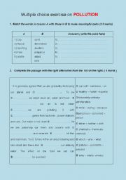 English Worksheet: pollution