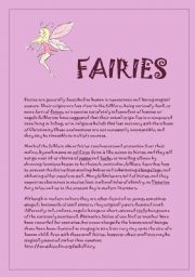 English Worksheet: reading passage Fairies