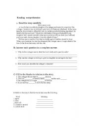 English Worksheet: Reading Comprehension