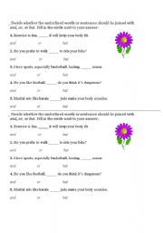 English Worksheet: conjuctions