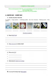 English Worksheet: Webquest environment-pollution-vanishing species-rainforest