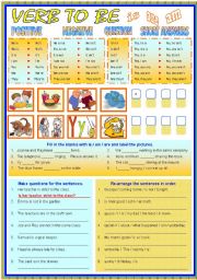 English Worksheet: Verb to be - (B/W & Keys)