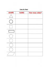 English Worksheet: 2D Shapes and their Properties