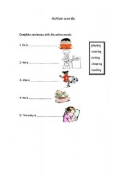 English worksheet: action words