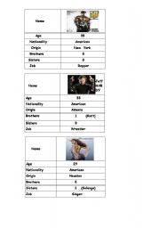 English worksheet:  Pair work celebrities