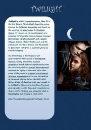 English Worksheet: twilight reading passage