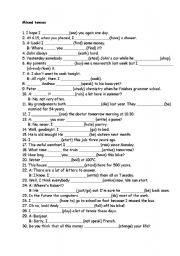 English Worksheet: Mixed tenses