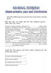 English Worksheet: GENERAL REVISION WORKSHEET