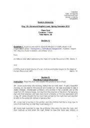 English Worksheet: Advance English Writimg Test for Law Students