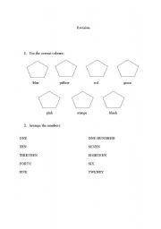 English worksheet: revision - 1st grade