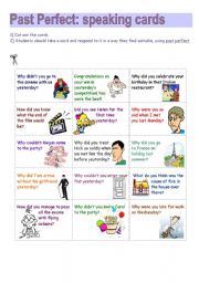 English Worksheet: Past Perfect speaking cards